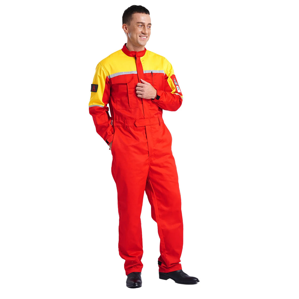 Mens Wear Resistant Anti-static Protective Jumpsuit Workwear Multi-pocket Reflective Straps Full-body Coveralls Workshop Uniform