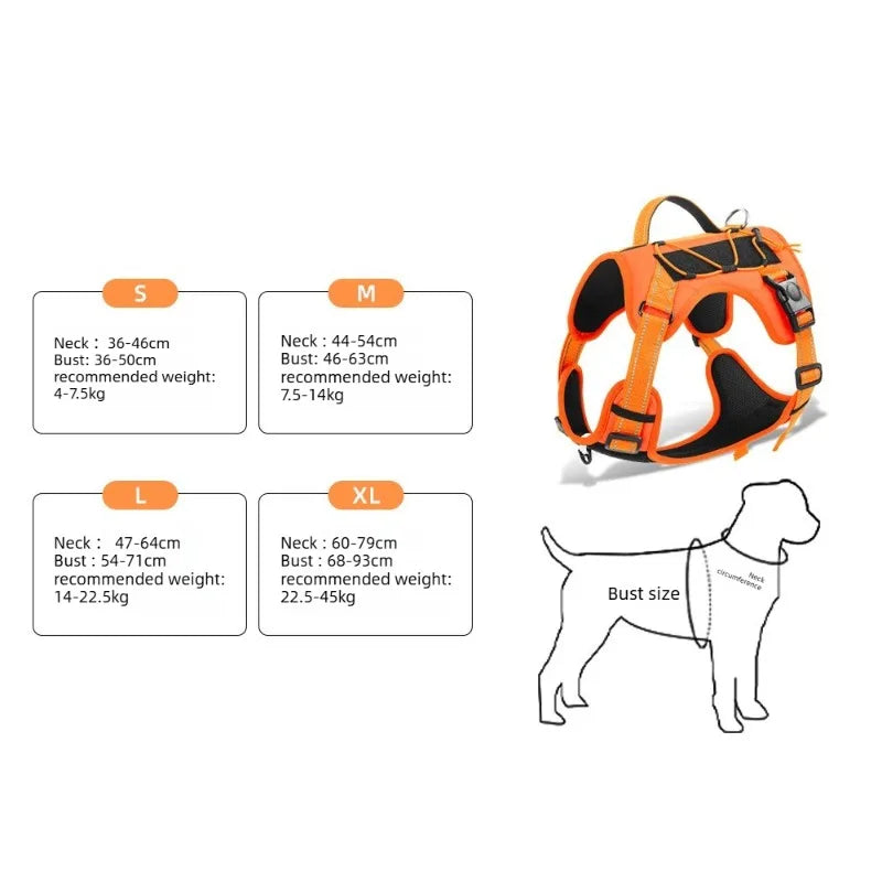 Dog Harnesses Leads Vest Type Pet Harness Large Dog Harness Explosion-proof Reflective Dog Tactical Harness
