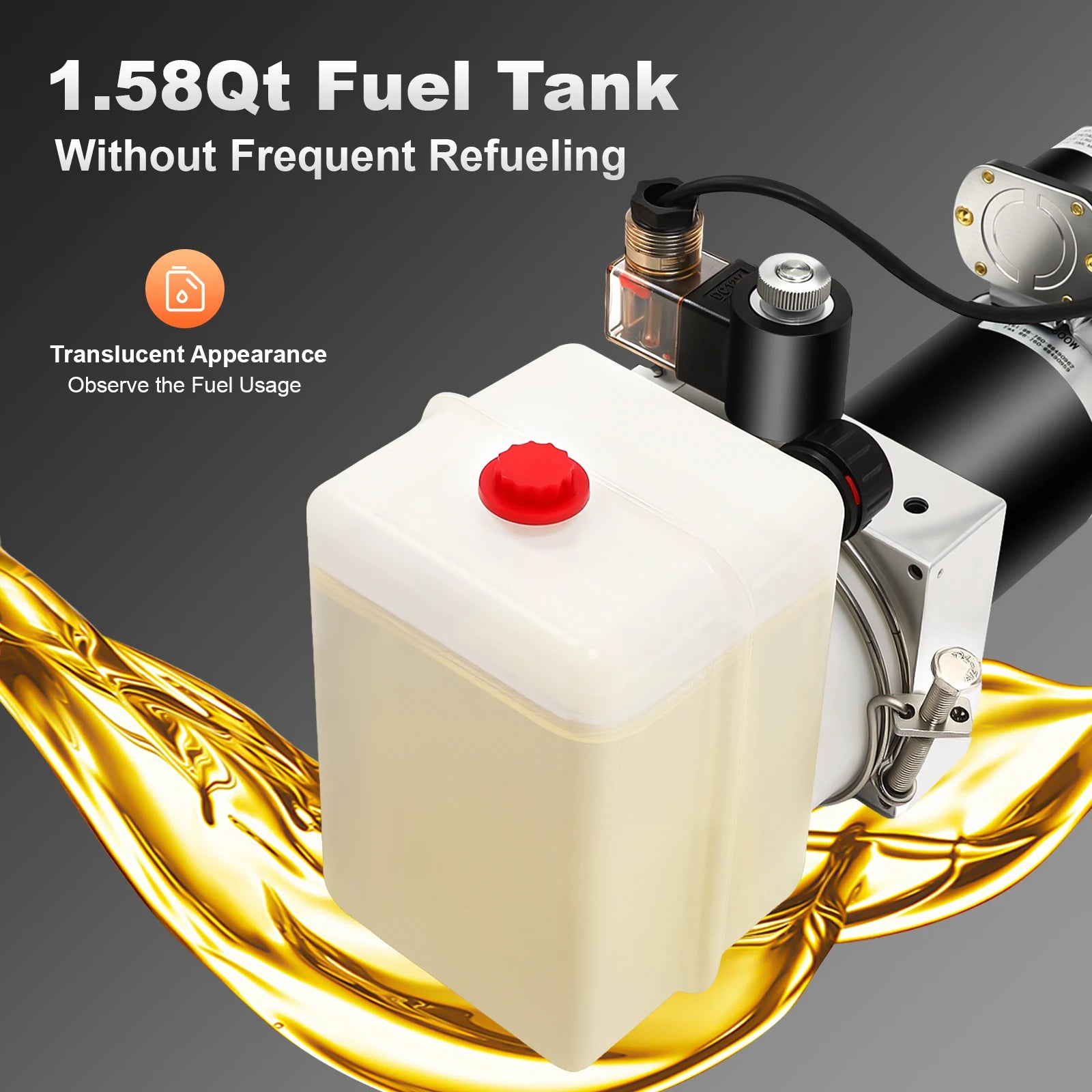 Hydraulic Pump for Dump Trailer, 12V Hydraulic Power Unit , 800W Single Acting Dump Truck Hydraulic Pump Remote Control 1.5L