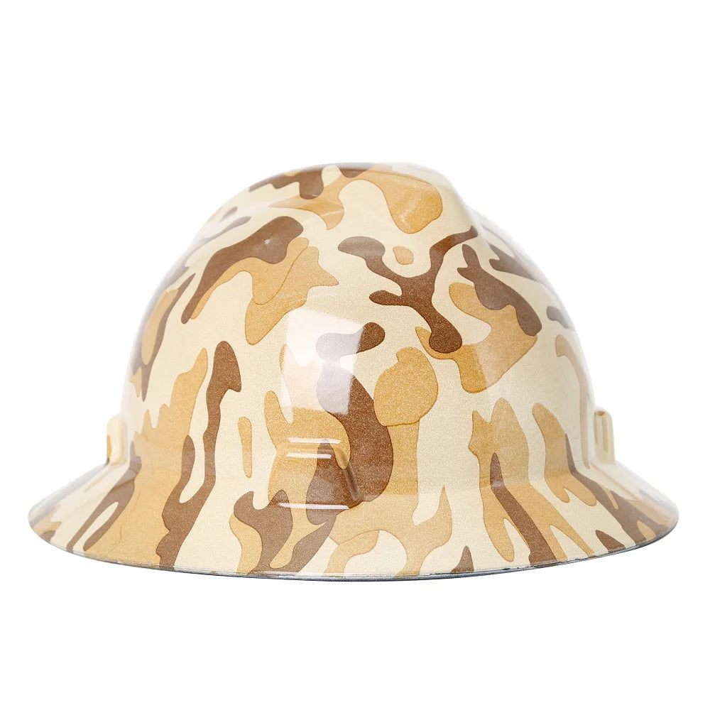 Camouflage Safety Helmet Full Brim Protective Hard Hat Outdoor Construction Sun Shade Hat High Strength Railway Metallurgy Mine