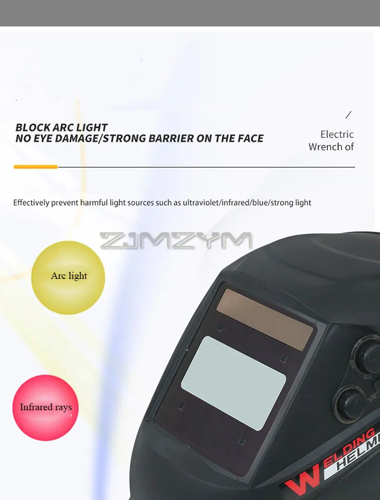 Large View Welder Protect Mask Automatic Dimming Welding Facemask 4 Sensors Solar Cell Powered Grinding Welding Cutting Helmet