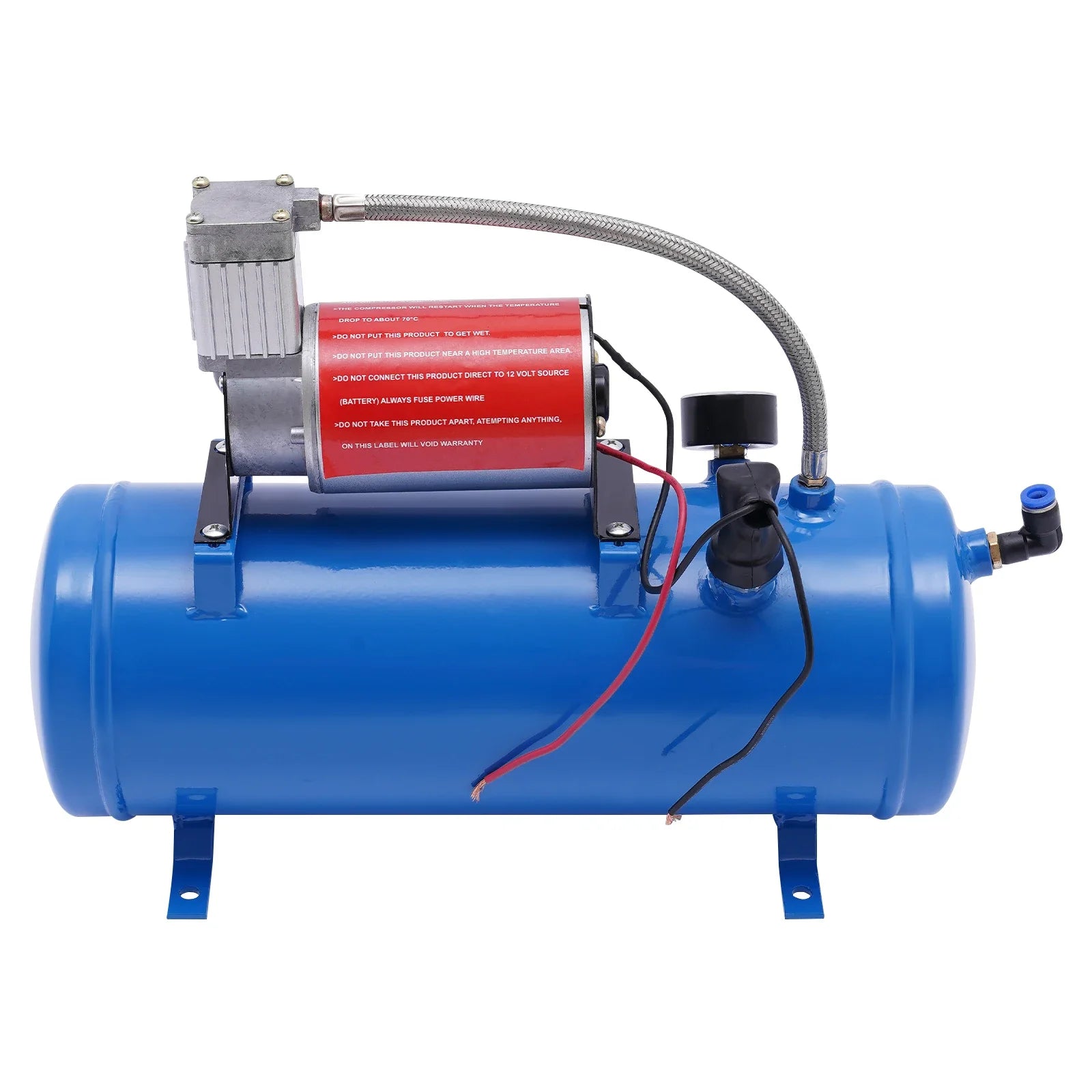 DC12V 23A Metal Air Compressor 6L Tank Capacity Blue with 3.8m Hose for Automobile Tires, Engines Fast Inflation