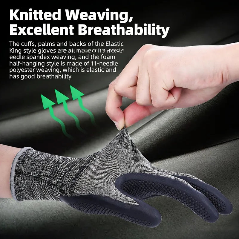 Heavy Duty Work Gloves, High Wear-Resistant Rubber Palm with Anti-Slip Grip, Thermal Fleece Lined for Cold Weather Jobs