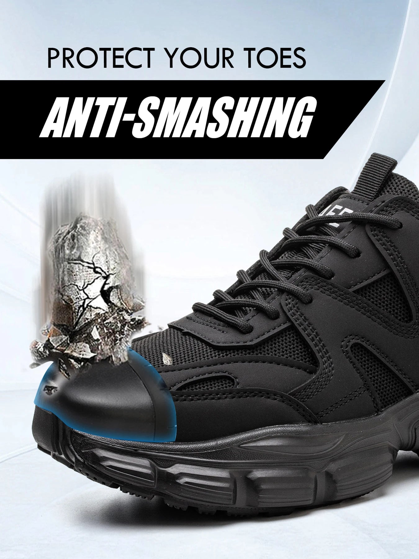 Women Safety Shoes Steel Toe Anti- Crush Lightweight Comfortable Anti- Slip Slip- Resistant Work Boots for Factory Floor