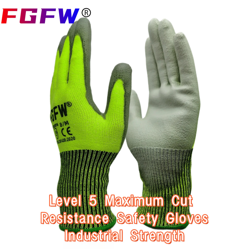 3 Pairs Military-Grade Level 5 Cut Resistant Gloves EN388/CE/ISO - HPPE Fiberglass, Anti-Slip Grip, Breathable for Industrial Sa