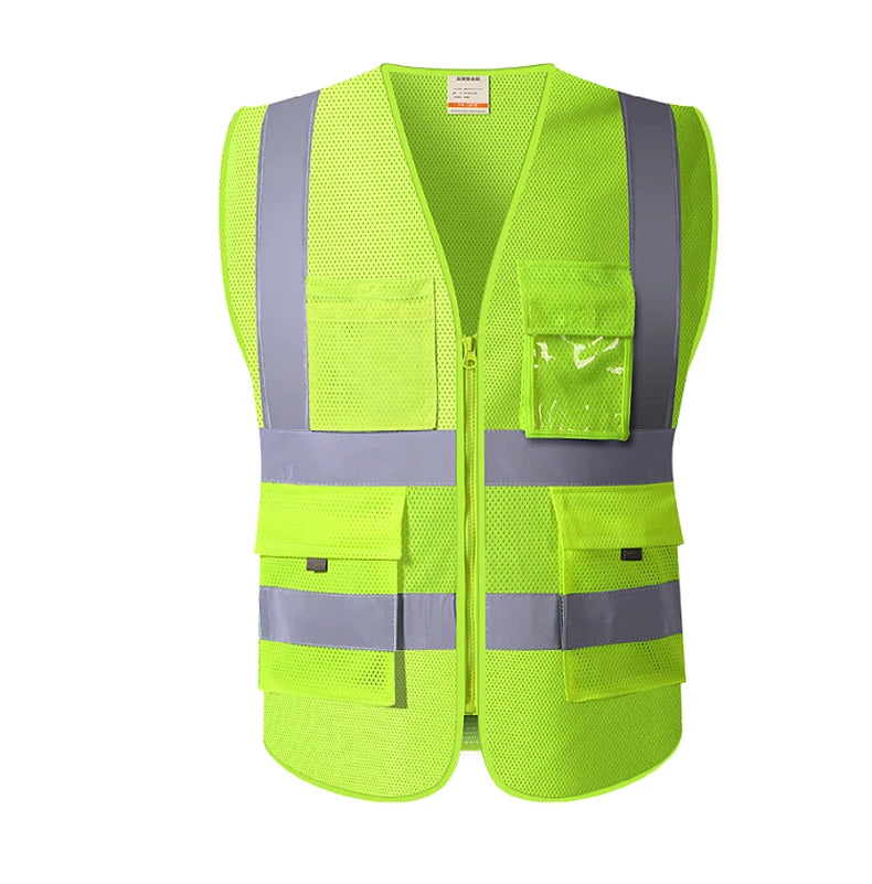 Blue Mesh Safety Vest With Pockets Breathable Summer Workwear Waistcoat for Contruction High Visibility Reflective Jacket