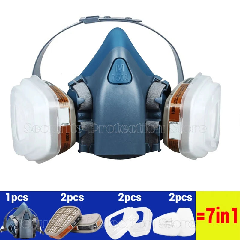 17in1 7502 Dust Gas Respirator Half Face Dust Mask For Painting Spraying Organic Vapor Chemical Gas Filter Work Safety For 3M