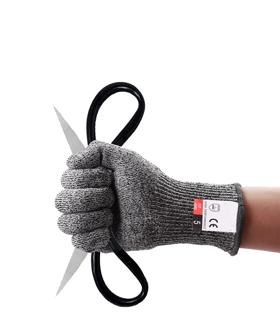 1 Pair Anti Cut Gloves High Performance Level 5 Protection HPPE Golves Knife Cut Resistant Protection Kitchen Home Garden Gloves