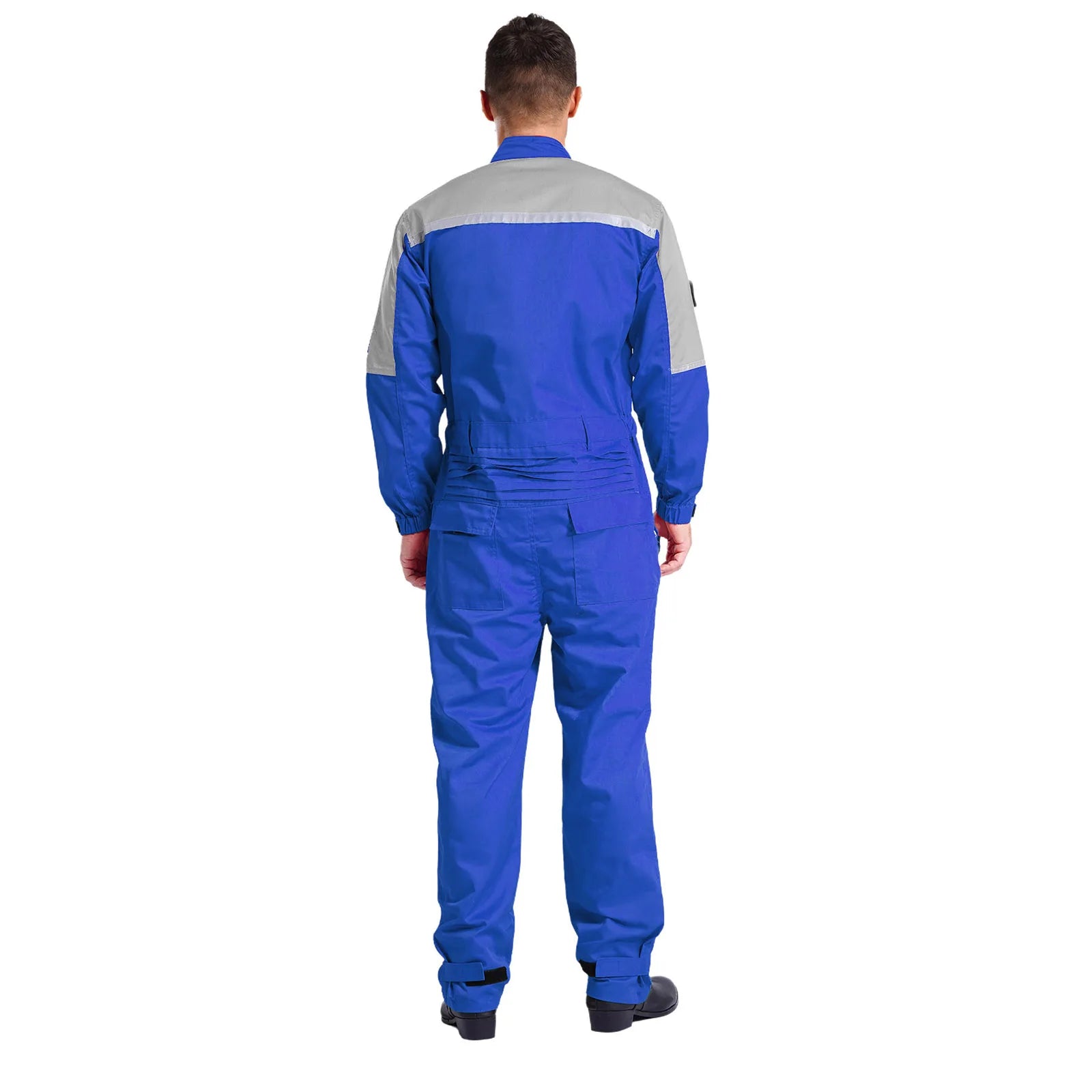 Mens Wear Resistant Anti-static Protective Jumpsuit Workwear Multi-pocket Reflective Straps Full-body Coveralls Workshop Uniform