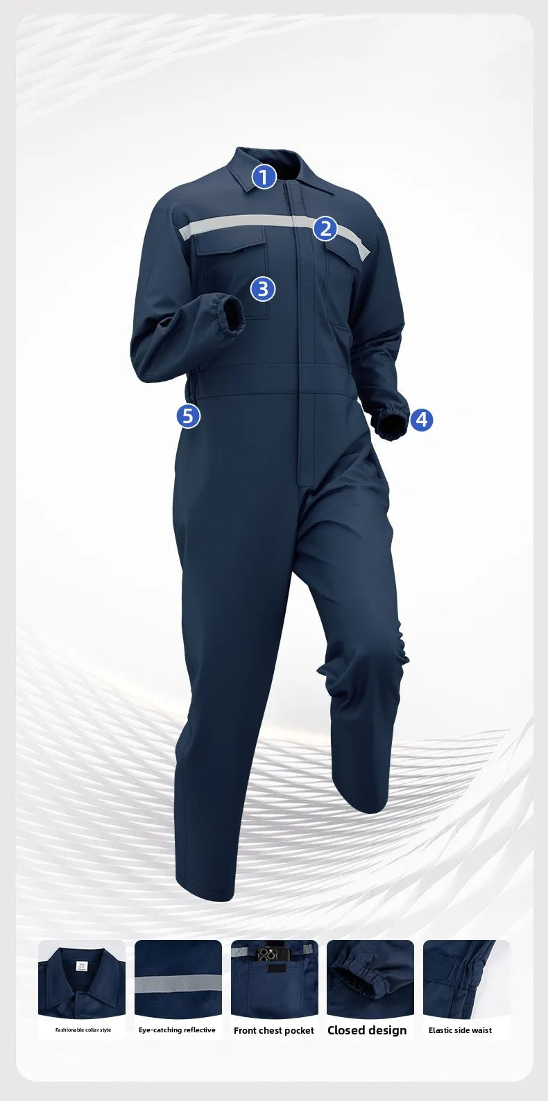 Men's reflective overalls, wear-resistant and dirt-resistant, shipyard workshop construction safety and labor protection overall
