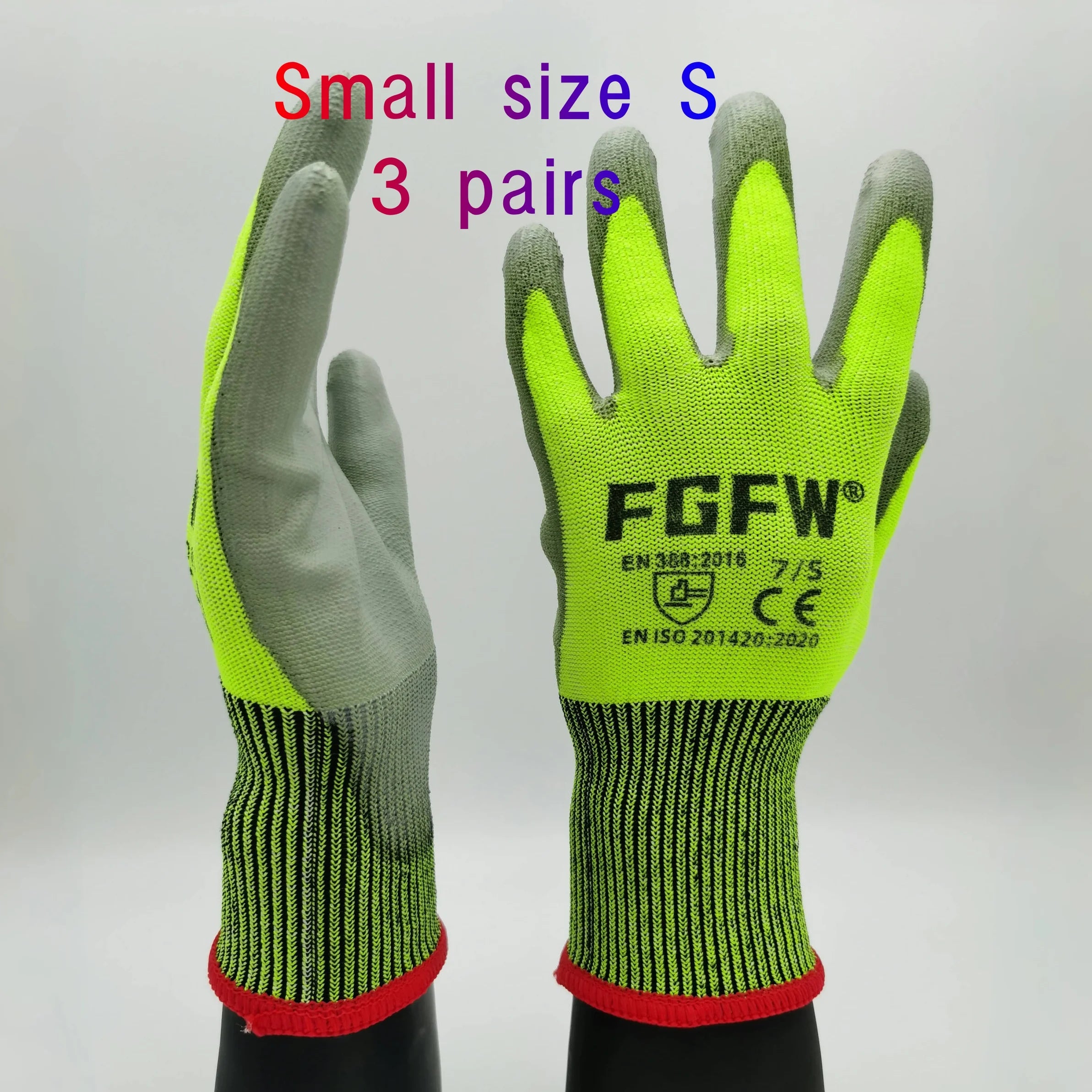 3 Pairs Military-Grade Level 5 Cut Resistant Gloves EN388/CE/ISO - HPPE Fiberglass, Anti-Slip Grip, Breathable for Industrial Sa
