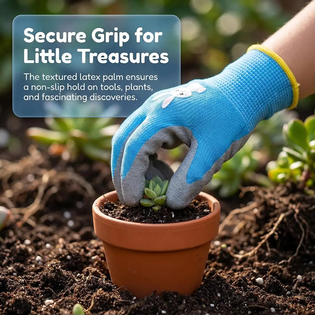 Kids Durable Waterproof Garden Work Gloves Non-Slip Children Safety Yard Work Gloves Portable Garden Supplies Gardening Gloves