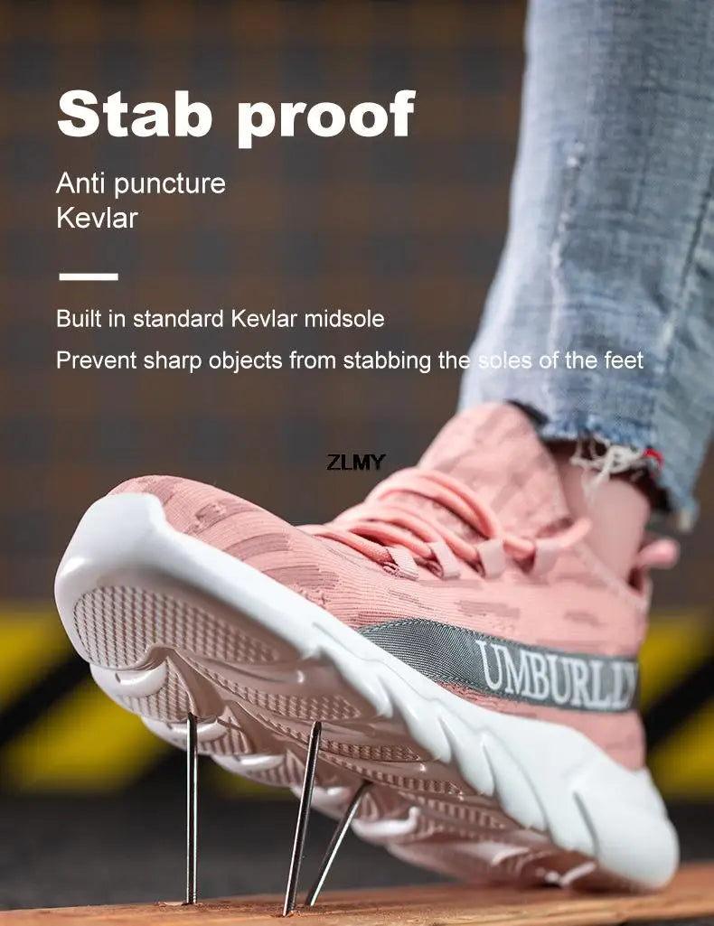 Women Safety Shoes New Steel Toe Work Safety Boots Breathable Working Sneaker Lightweight Sport Work Shoes Woman Boot Industrial