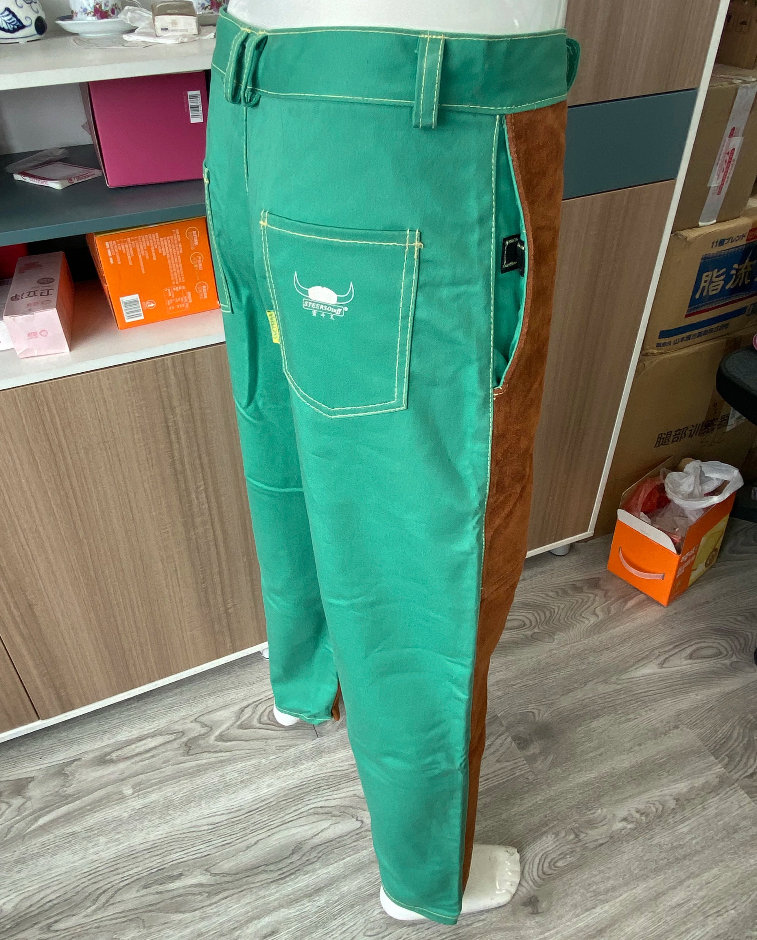 Welding Clothing Fire Proof Welding Trousers Split Cow Leather Welder Jackets FR Cotton Pants Flame Retardant Welding Coverall