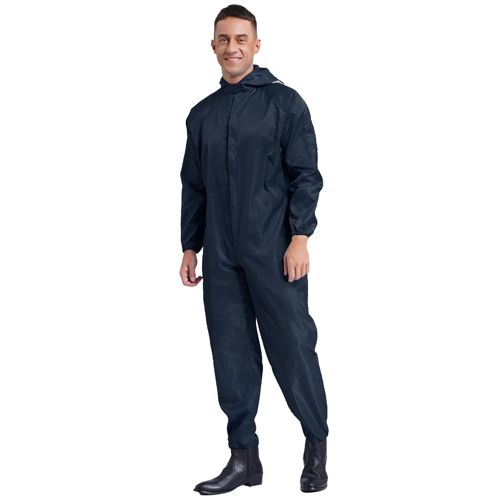 Adult Anti-Static Hooded Coverall Workshop Uniform Long Sleeve Zipper Dust-proof Overalls Jumpsuit for Lab Worker Spray Paint
