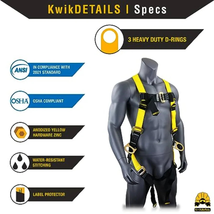 Fall Protection Safety Harness - Construction Roofing Fall Arrest Safety Harnesses - ANSI OSHA Compliant