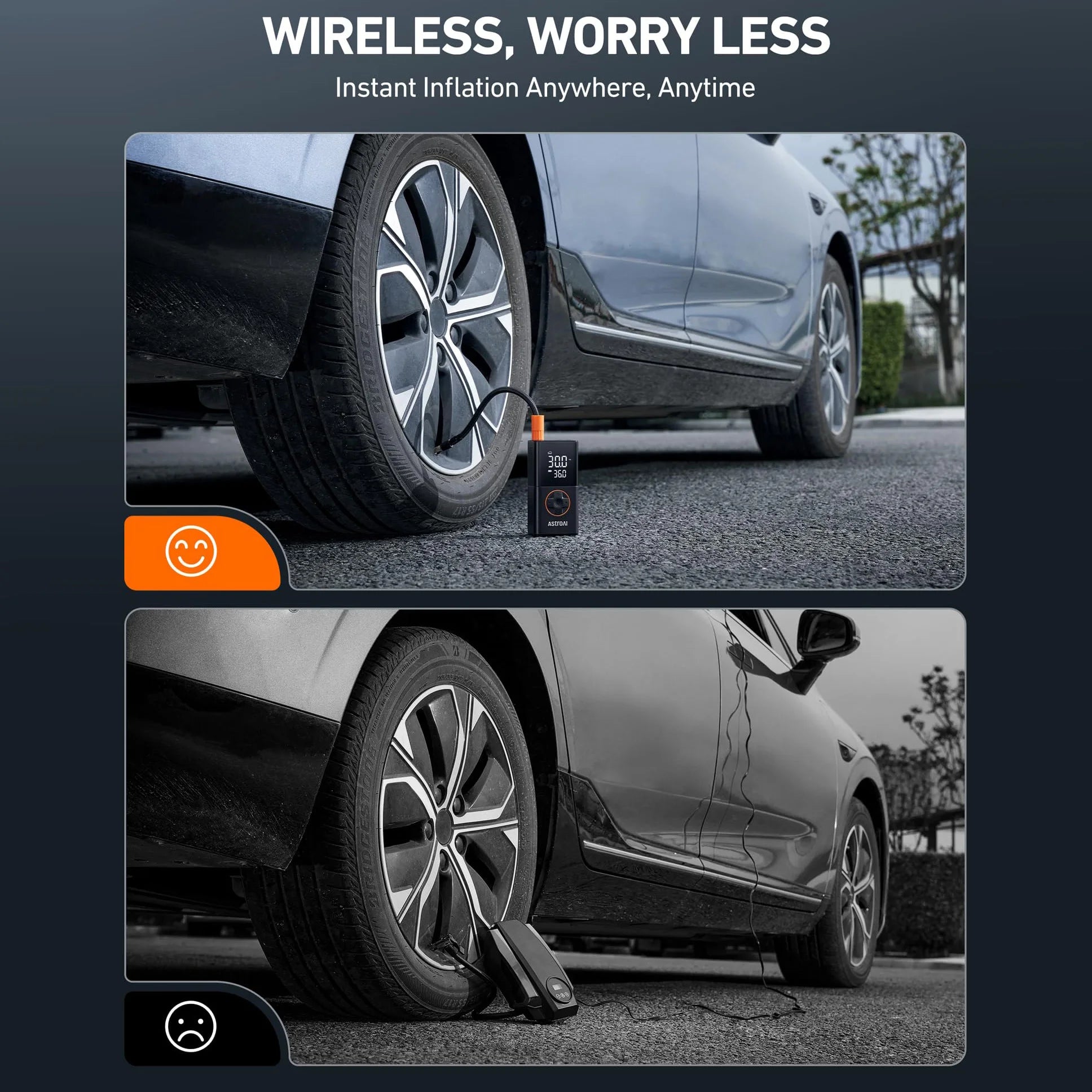 Portable 8000mAh Cordless Tire Inflator-150PSI Fast Air Compressor for car, Motorcycle, Bike and Sports /balls