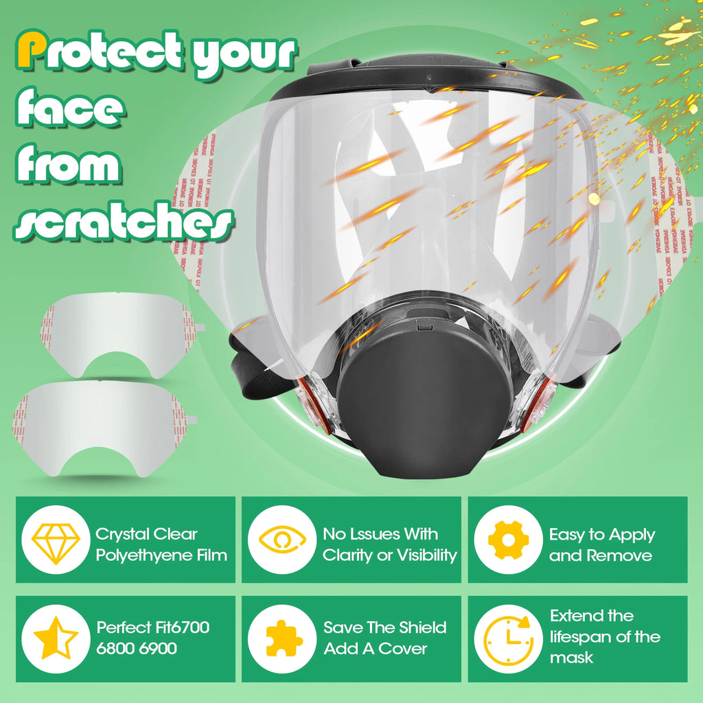 30 Pcs Tear Offs Lens Covers For 3M 6885 6800 6900 6000 Series Full Face Respirator Mask, Protective Film for Mask