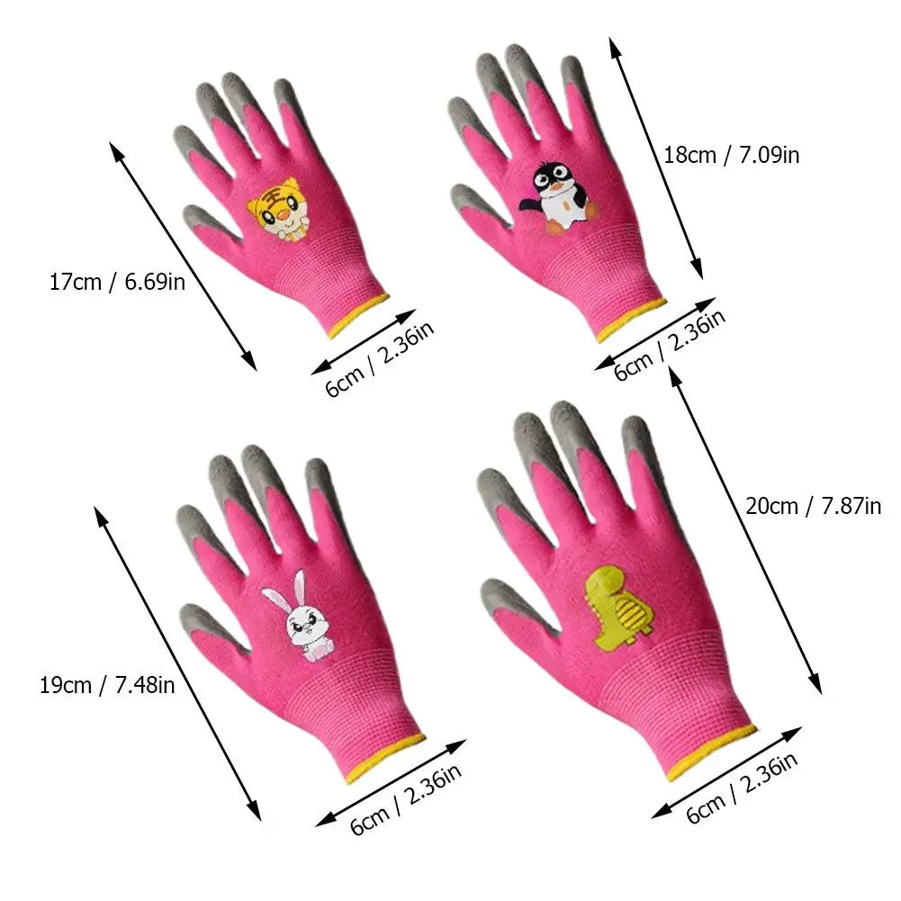 Kids Durable Waterproof Garden Work Gloves Non-Slip Children Safety Yard Work Gloves Portable Garden Supplies Gardening Gloves