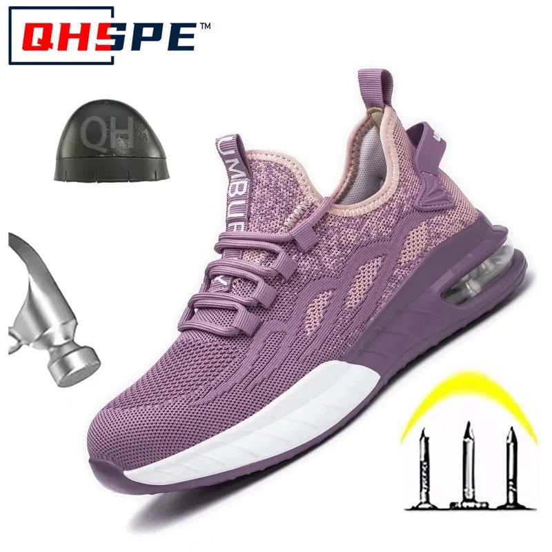 New Women Safety Shoes for Work Safety Boots Breathable Steel Toe Puncture Proof Sport Work Sneakers Construction Security Boots