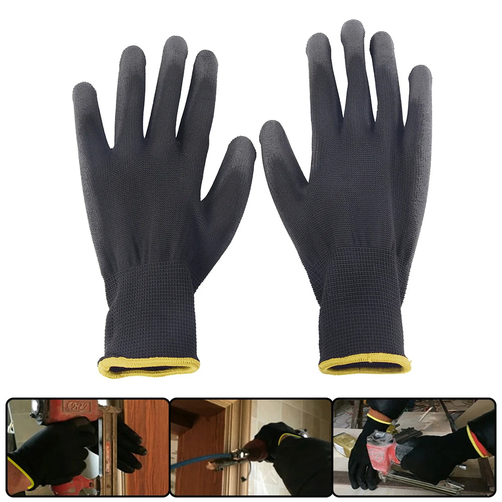 10/30 Pair Logo Free Polyurethane Gloves Safety Work Gloves Repair Gloves Palm Coated Gloves Carpenter Repairman Supplies