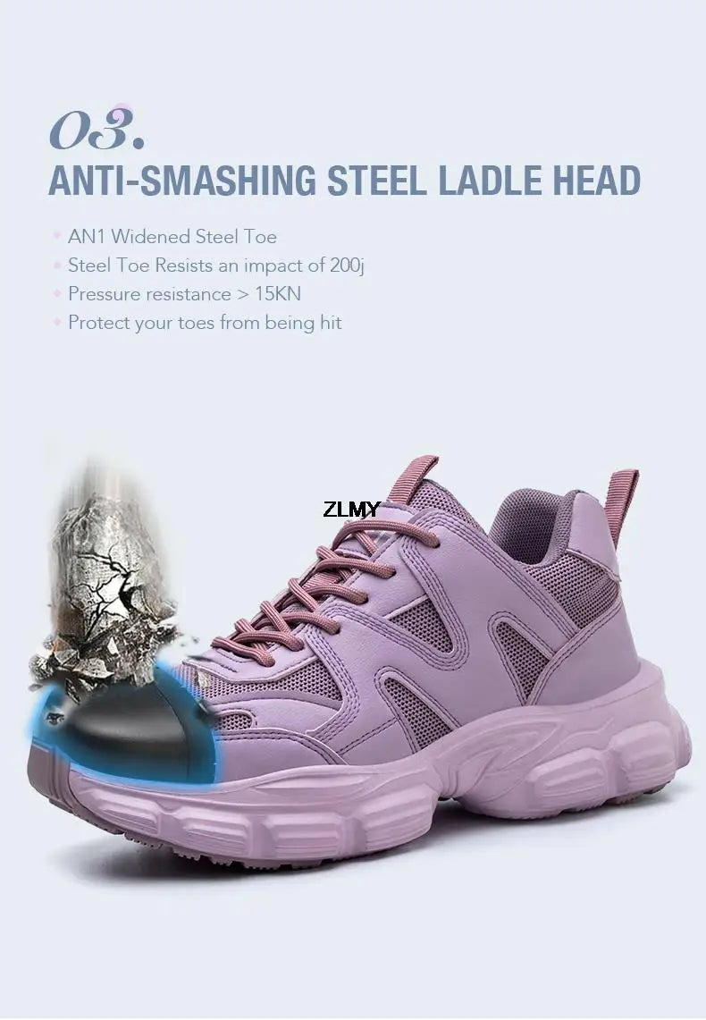 Women Safety Shoes New Steel Toe Work Safety Boots Breathable Working Sneaker Lightweight Sport Work Shoes Woman Boot Industrial