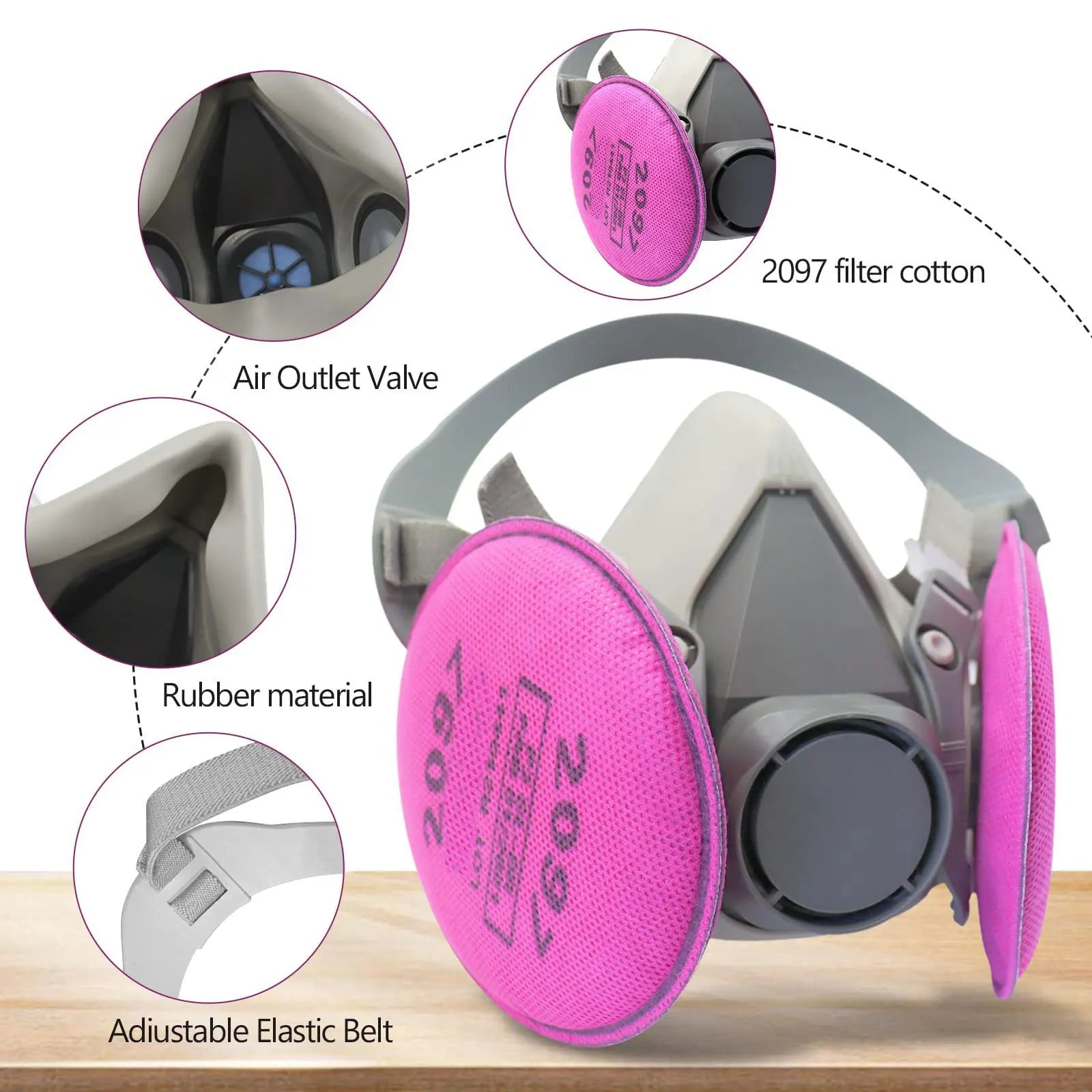 5in1 6200 Half Face Dust Gas Mask Respirator Industrial Paint Spray Chemical Organic Vapor Protective Equipment with Filters