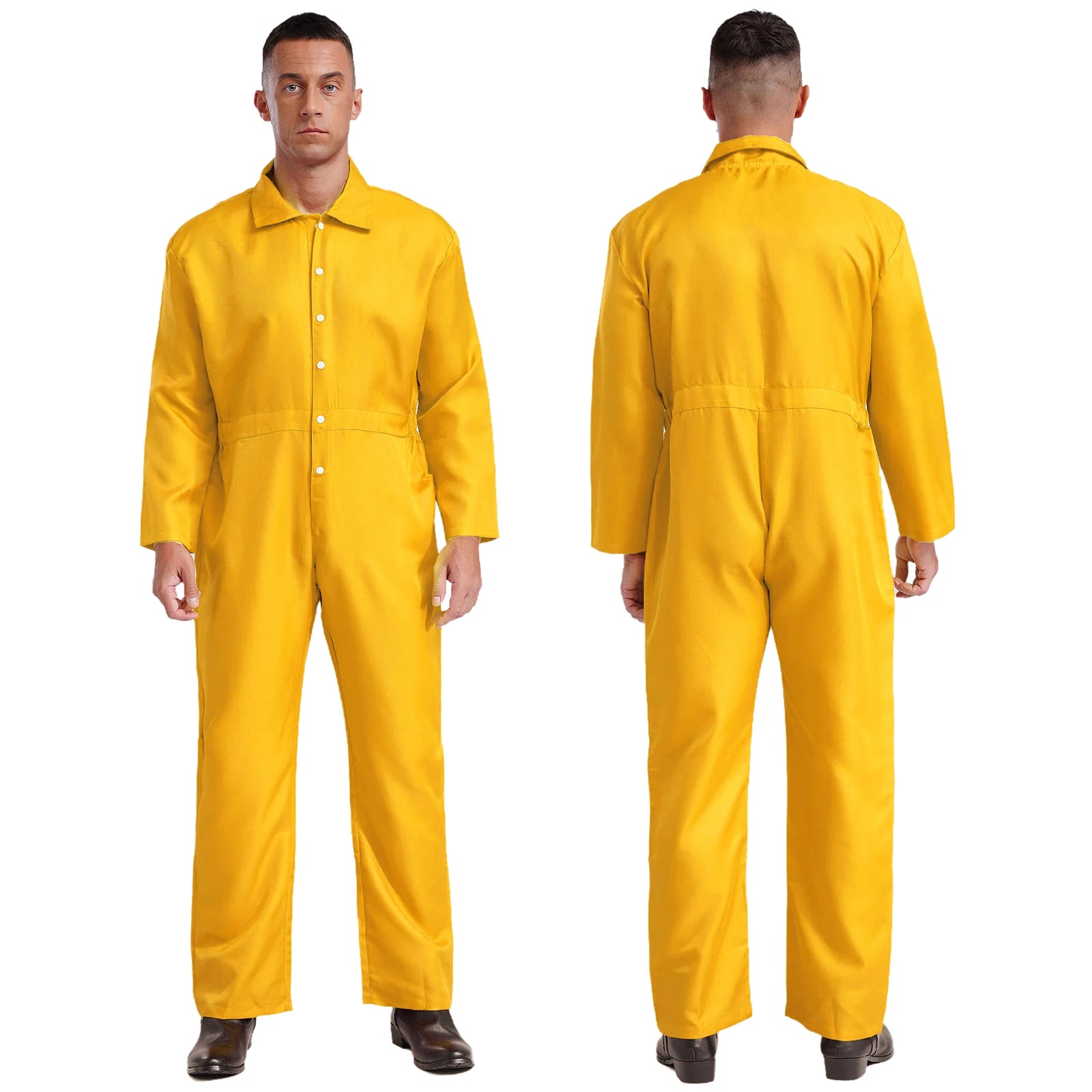 Mens Wear Button-up Work Coveralls Jumpsuit Resistant Overalls Costume Turn-down Collar Bodysuit Long Sleeve Workshops Uniforms