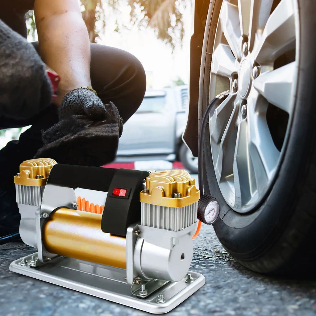 Heavy-Duty Double Cylinder 150PSI Portable Tire Inflator.