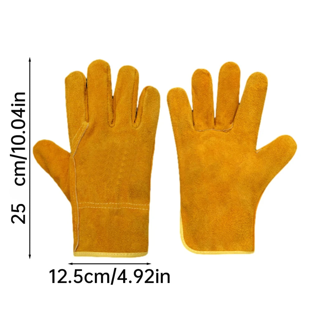1 Pair Fireproof Durable Sheepskin Leather Welder Gloves for Welding Metal Hand Tools Anti-Heat Work Safety Gloves