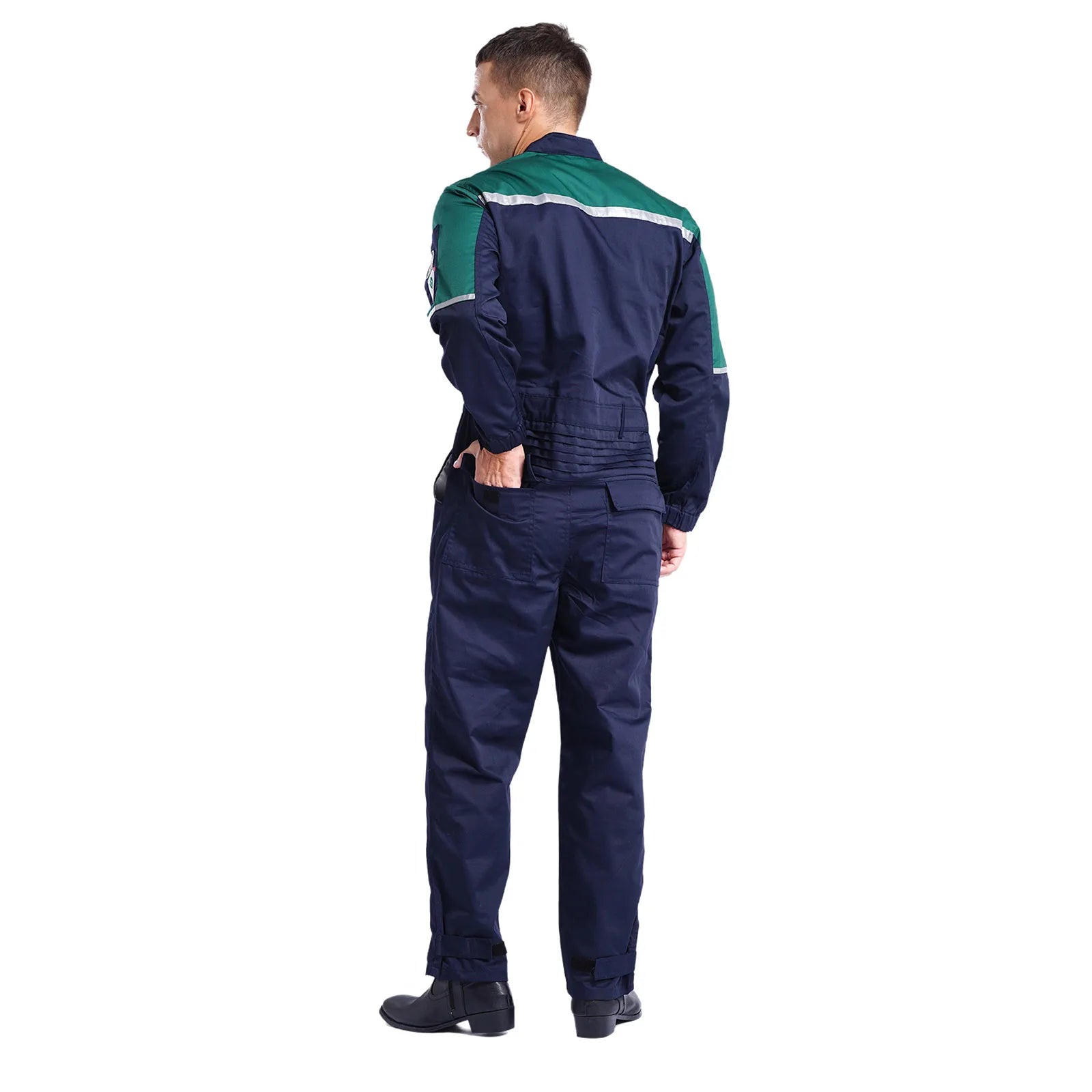 Mens Wear Resistant Anti-static Protective Jumpsuit Workwear Multi-pocket Reflective Straps Full-body Coveralls Workshop Uniform
