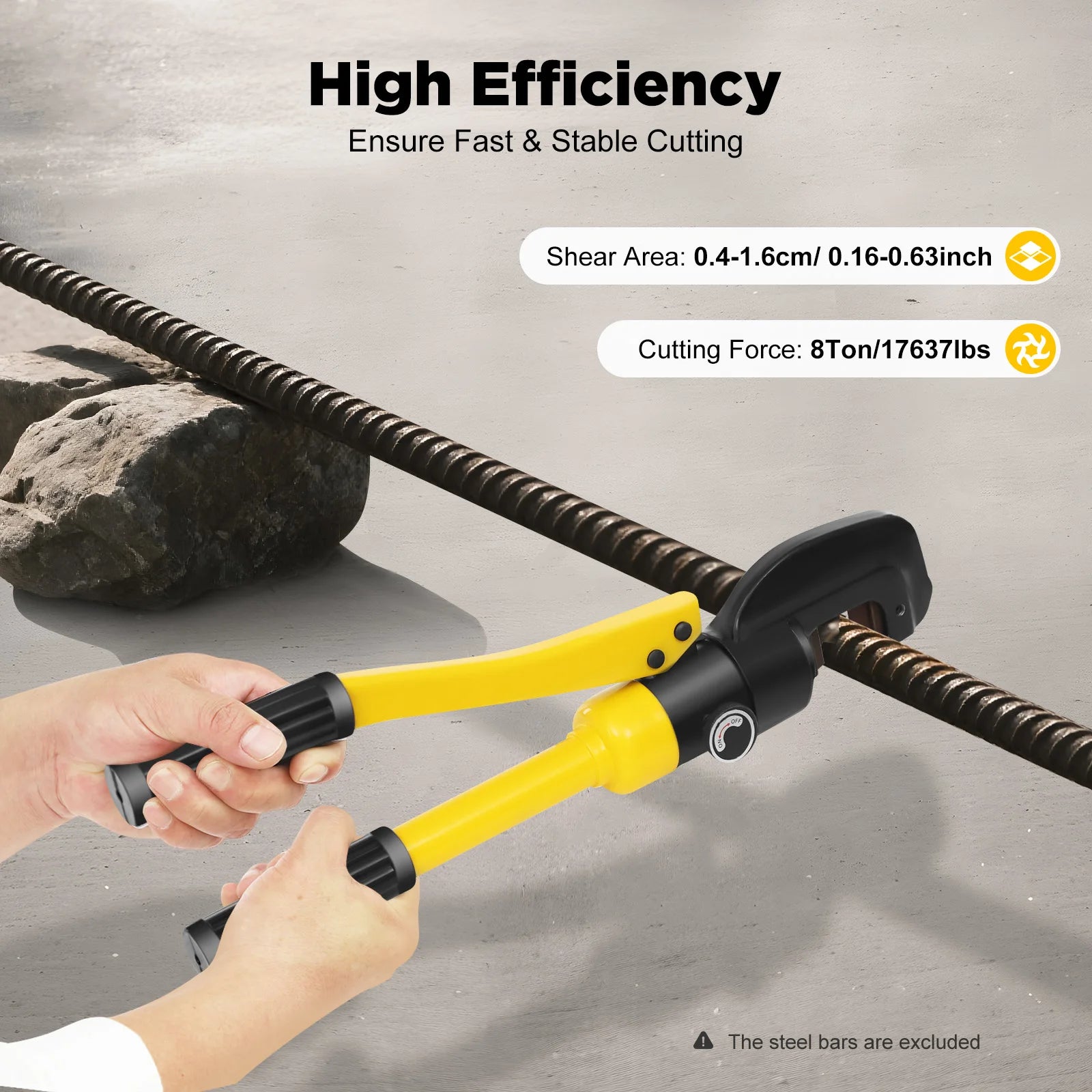 8Ton Portable Hydraulic Rebar Cutter with Toolbox, Handheld Rebar Shear for 0.16-0.63 Inch Steel Bars, No Installation