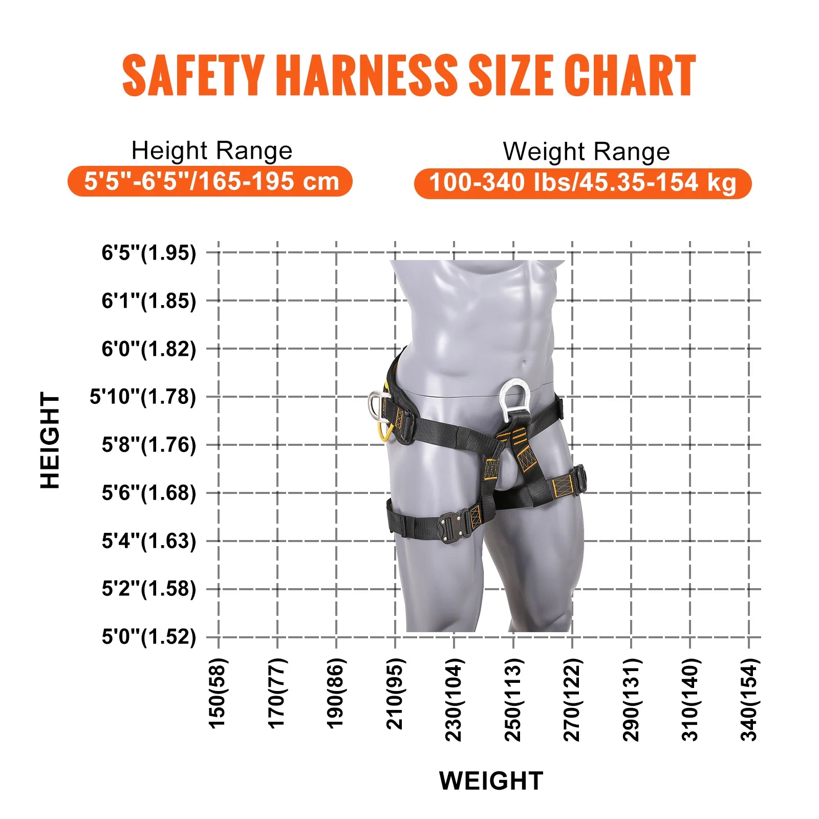 SucceBuy Half Body Safety Harness Tree Climbing Harness Half Protection Harness 340 lbs for Fire Rescuing Caving Rock Climbing