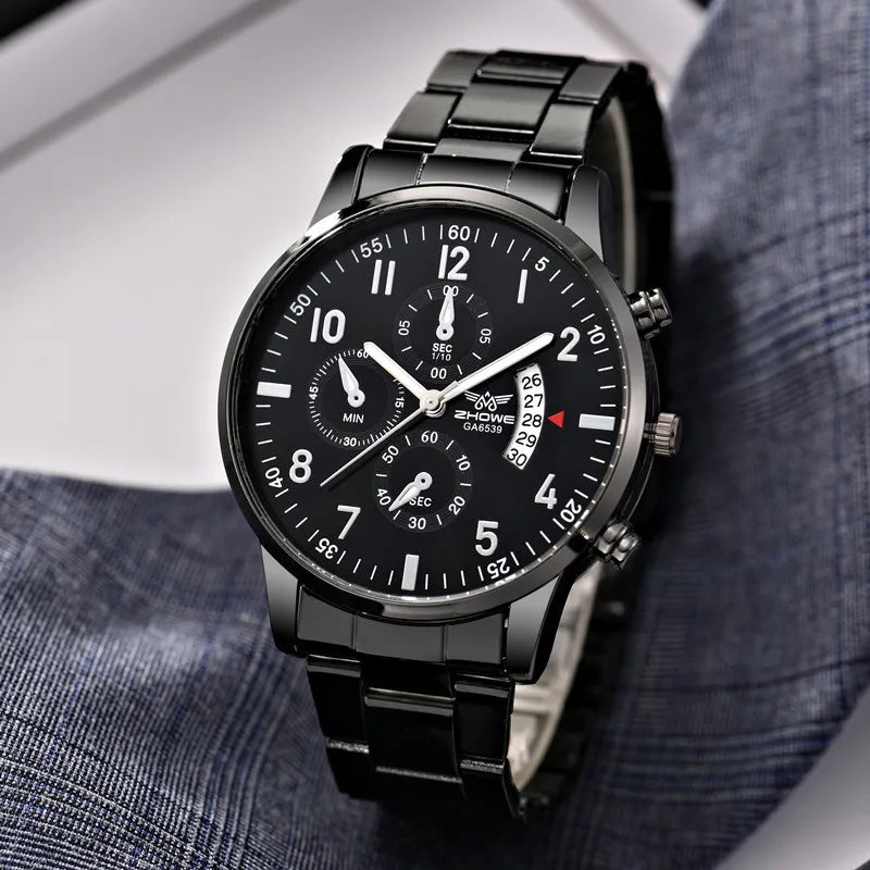 1PC Men's Luxury Watch Fashion Business Calendar Men's Steel Belt Watch Men's Christmas Valentine's Day Gift