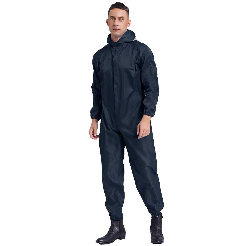 Adult Anti-Static Hooded Coverall Workshop Uniform Long Sleeve Zipper Dust-proof Overalls Jumpsuit for Lab Worker Spray Paint
