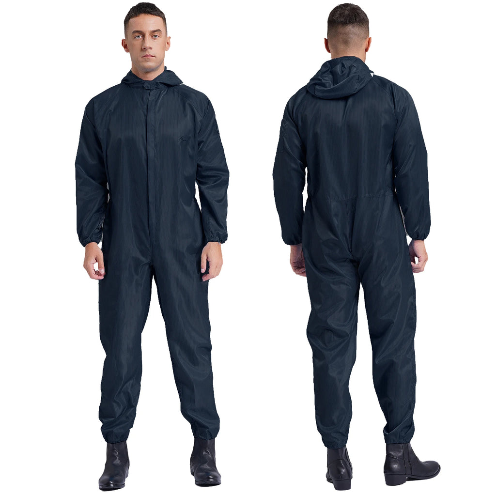 Adult Anti-Static Hooded Coverall Workshop Uniform Long Sleeve Zipper Dust-proof Overalls Jumpsuit for Lab Worker Spray Paint
