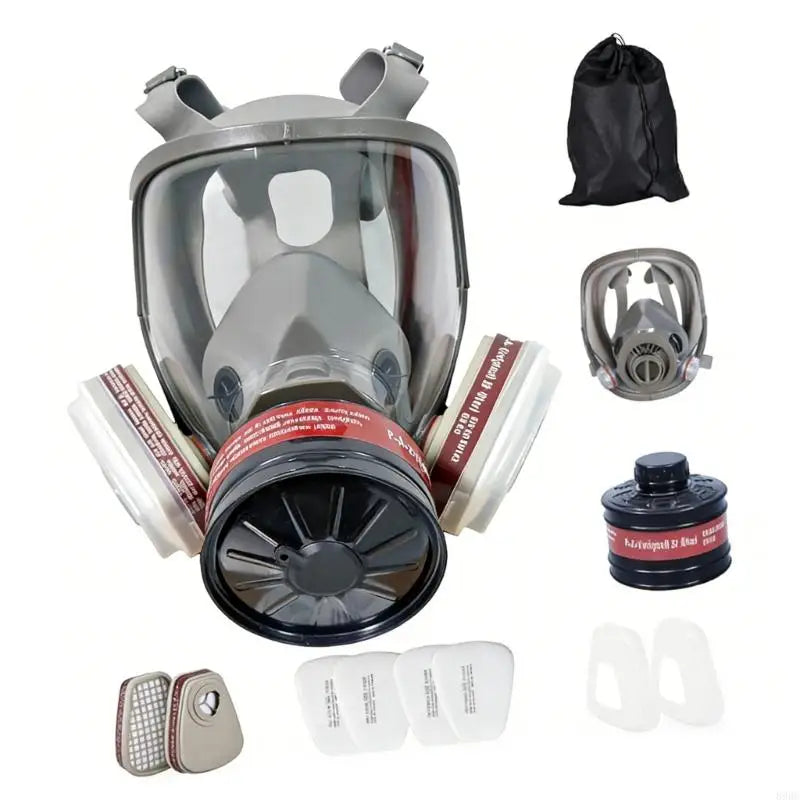 6800 Series Double Purpose Adjustable Full Face Respirator Mask for External Filter Canisters for Chemical Dust Protect 896C