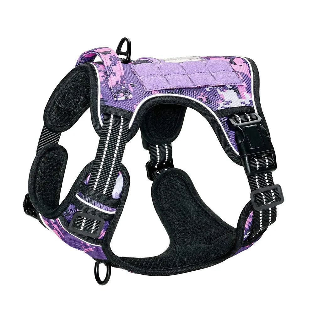 dog Harnesses Outdoor Pet Tactical Harness Safety Reflective Dog Vest Adjustable Mesh Leash with Handle