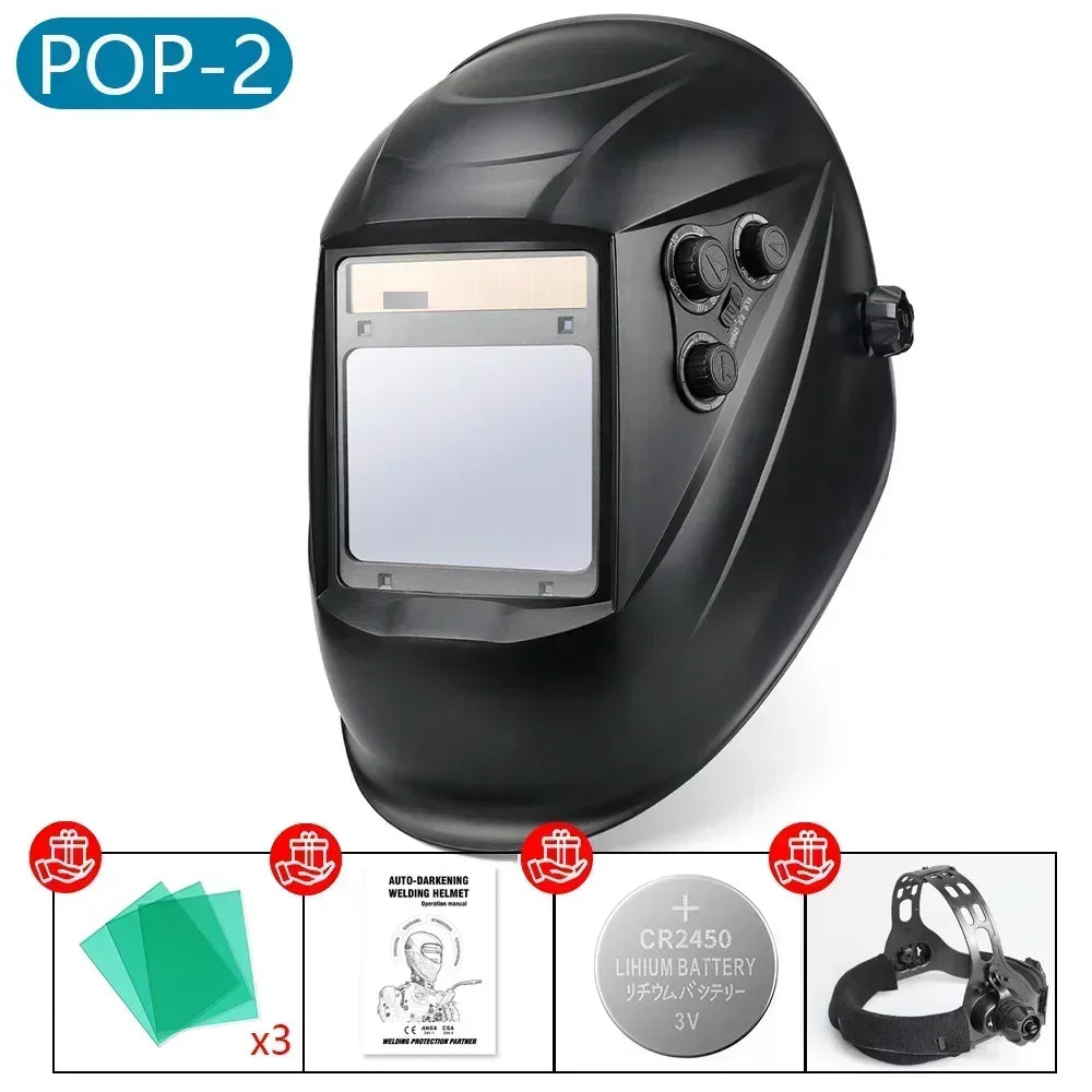 Welding Mask 1/1/1/1 Auto Darkening Welding Helmet 100x97mm Large View TRUE Color 4 Sensors for MIG MAG MMA Welder Machine