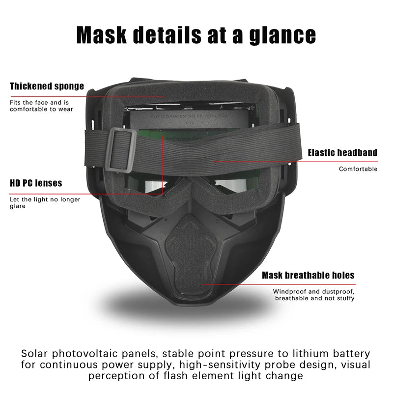 Auto Darkening Welding Helmet Welder Protector Helmet Detachable Welding Mask Head-mounted Breathable Welding Protector Helmet
