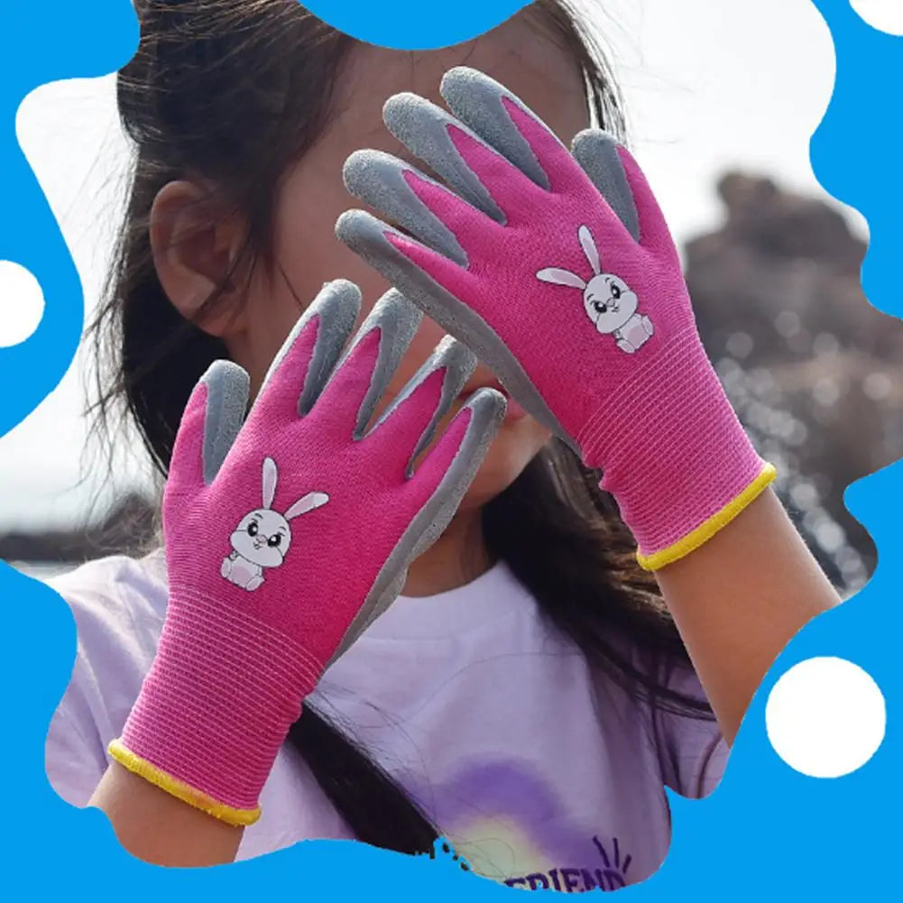 Kids Durable Waterproof Garden Work Gloves Non-Slip Children Safety Yard Work Gloves Portable Garden Supplies Gardening Gloves