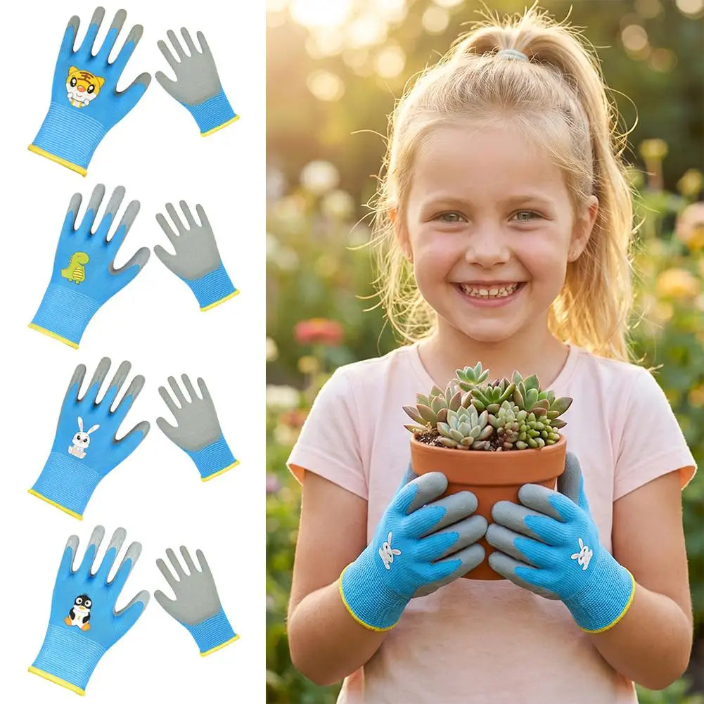Kids Durable Waterproof Garden Work Gloves Non-Slip Children Safety Yard Work Gloves Portable Garden Supplies Gardening Gloves
