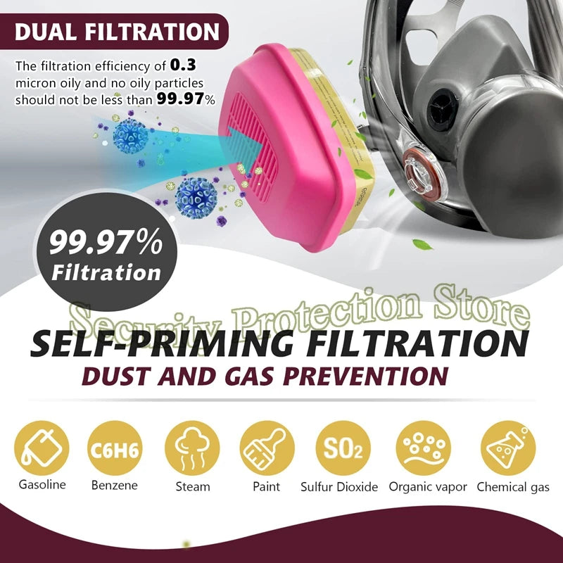 6800 Full Face Respirator Gas Paint Spray Mask with 60926 Cartridge for Painting Car Spray Epoxy Resin Dust Polishing Welding