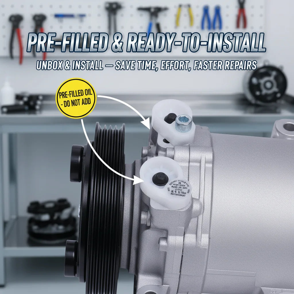 A/C Compressor With Clutch CO 10386C, Replacement for 99-04 Nissan Frontier 3.3L & 00-04 Xterra 3.3L, 12V