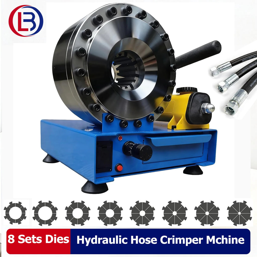 Hydraulic Hose Crimper Mchine with 8 Sets of Dies Manual Hose Crimping Tool, High Pressure Handheld Shrink Tube Machine