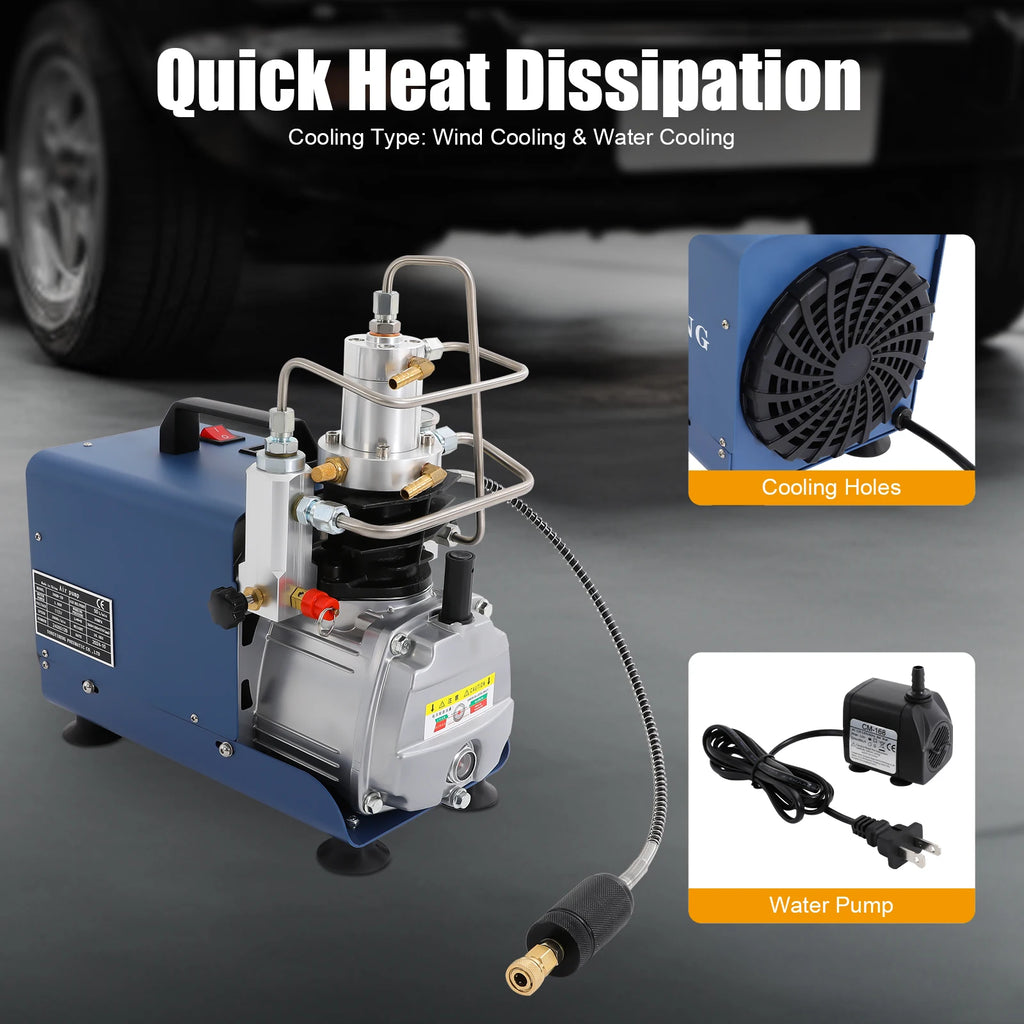 High Pressure Air Compressor Pump 4500PSI 1.8KW Electric Air Pump with Dual Cooling Water & Air for Leak Detection