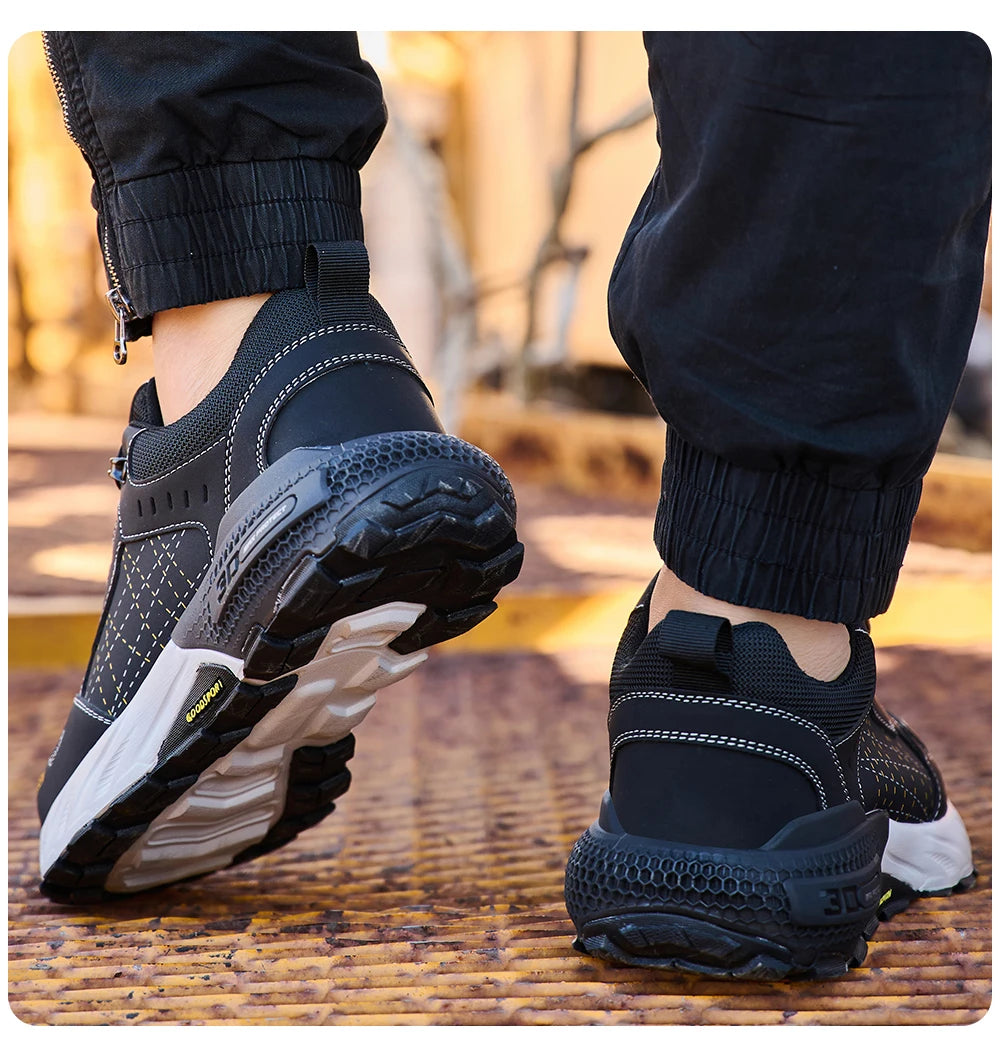 Men's Steel Toe Safety Shoes Anti-Puncture Anti-Slip Wear-Resistant Industrial Work Footwear Fashionable Men's Foot Protection