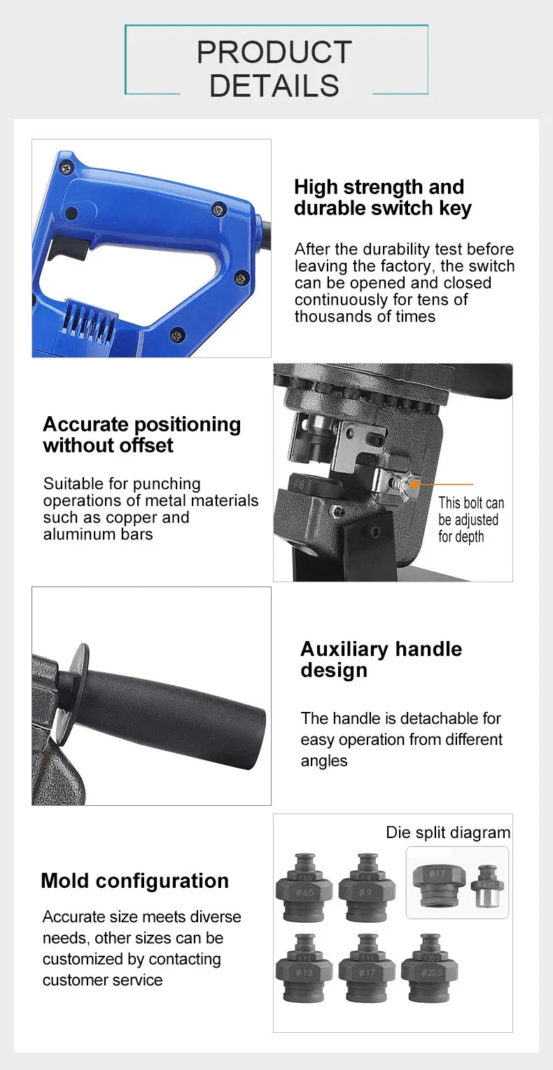 MHP20 Portable Electric Punching Machine Hydraulic Small Angle Iron Channel Steel Copper And Aluminum Plate Punching Machine