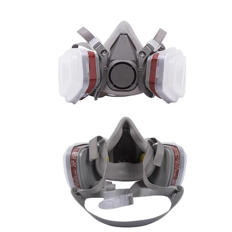 27in1 6200 Half Face Dust Gas Mask Respirator For Industrial Paint Spray Chemical Organic Vapor With Filters Protection