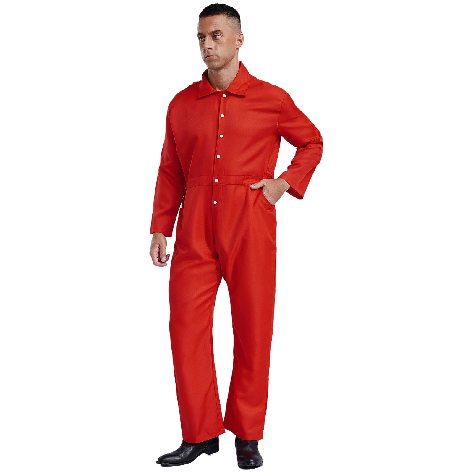 Mens Wear Button-up Work Coveralls Jumpsuit Resistant Overalls Costume Turn-down Collar Bodysuit Long Sleeve Workshops Uniforms